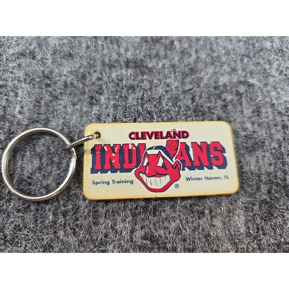 Vintage Cleveland Indians Keychain 90s Spring Training WInter Haven FL White